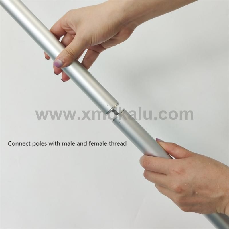 18 Inches 2 sections Anodized Silver Twist Lock Aluminum Telescopic Poles  For Bathroom Tool