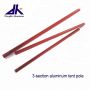 Aluminum tent pole with spring lock bottom 