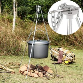 camping product pole Cooking Tripod Folding Campfire Grill Grate Stand Camping Fire Pit Tool for Bonfire Party Picnic BBQ 