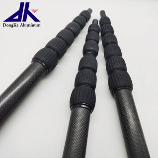 3k Round Tube Long Handle Customized Length Carbon Fiber Telescopic Pole with Spin Lock